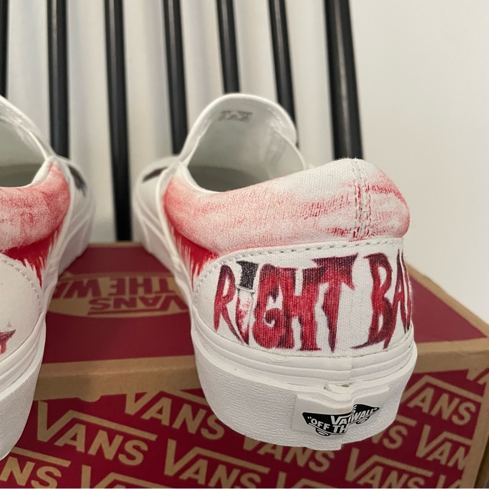 Custom Ghostface Scream Vans Classic‎ Slip On NEW mens 10.5 “I’ll be right back” - Picture 5 of 11